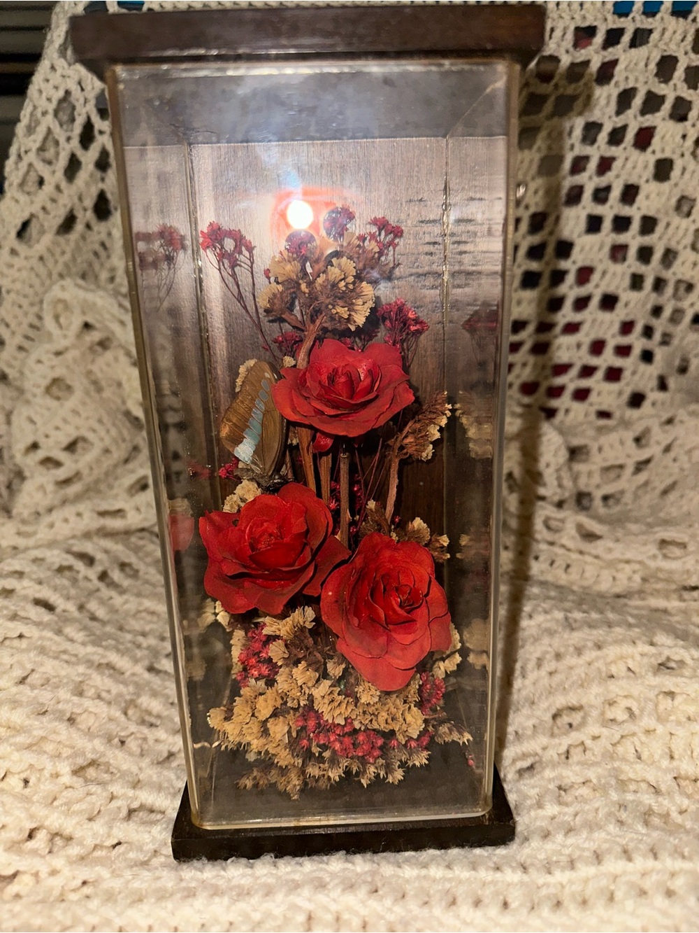 Red Rose Preserved Floral Display in Glass Case